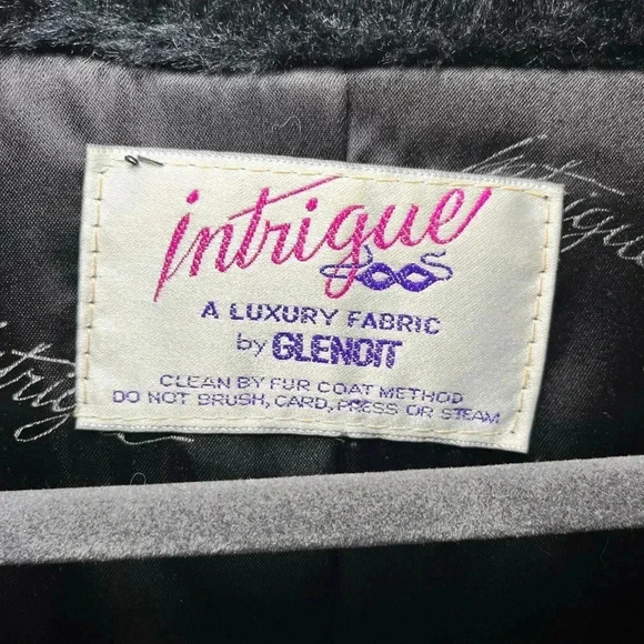 Vintage Womens Coat 13-14 Glenoit Intrigue Black Faux Fur Union Made in USA. - Picture 7 of 14